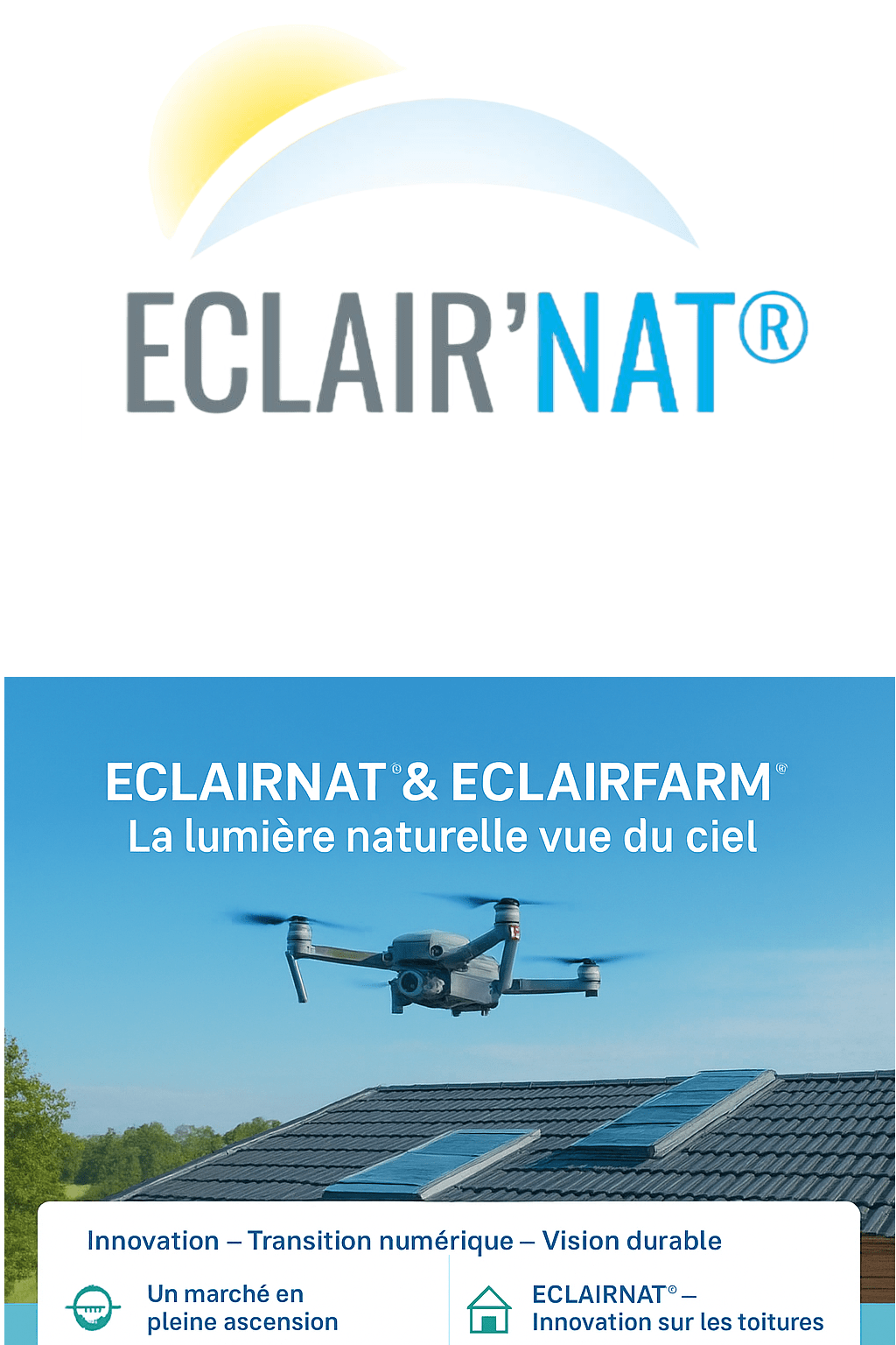 Usage des drones + I.A. dans les études d'implantation des ECLAIRNAT sur les toiture